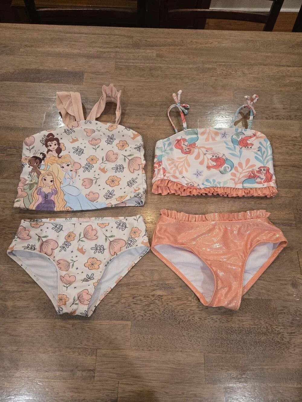Lot Of 2-Girls' Pink Mermaid Bikini Set - Kids Swim Top and Bottoms